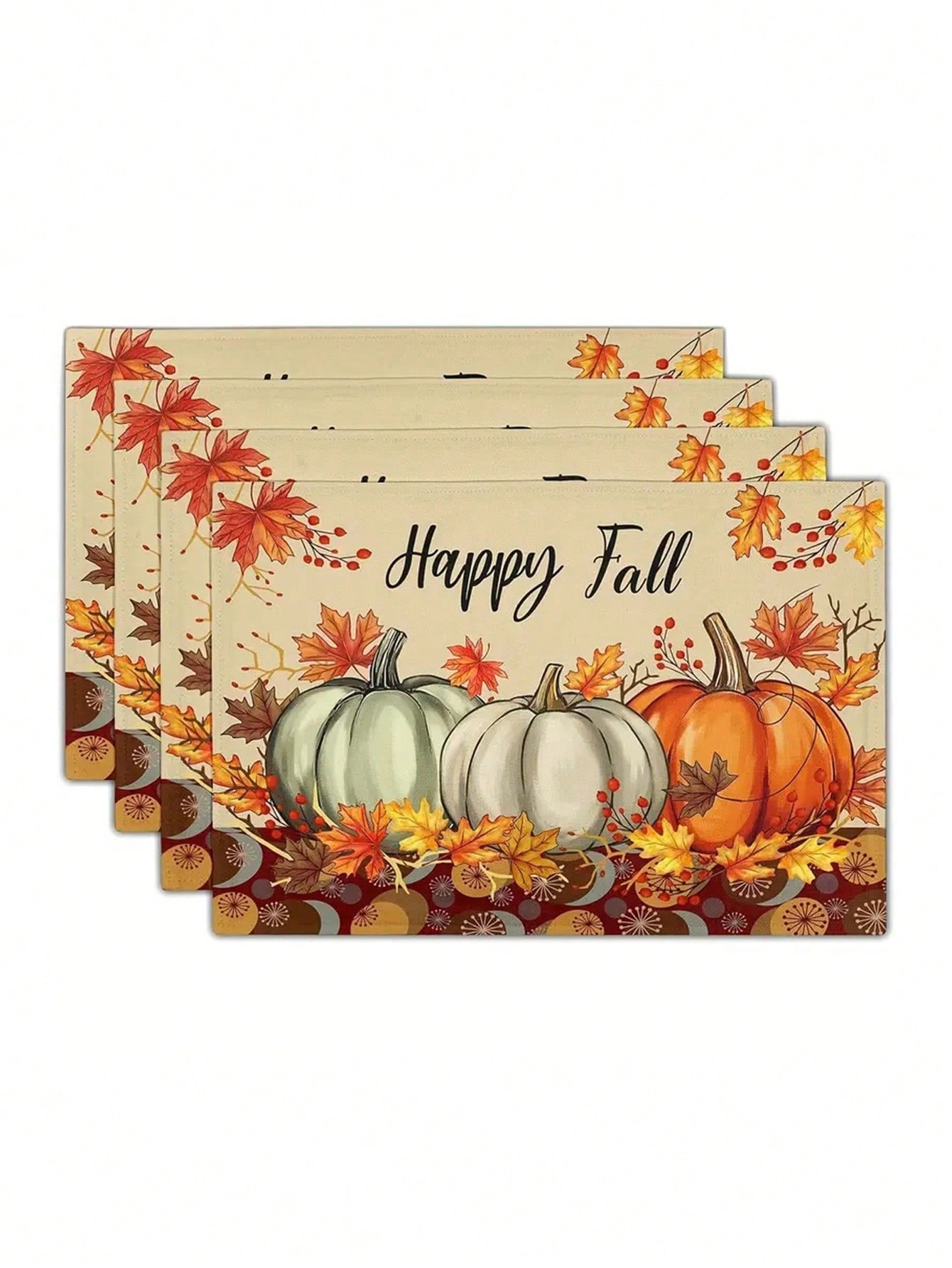 Custom Pumpkin and Maple Leaf Autumn Placemats